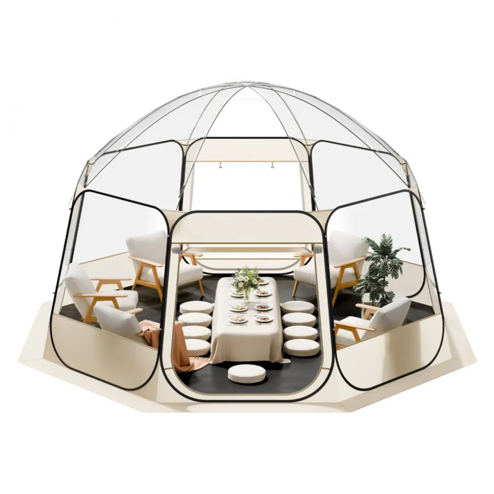 VEVOR Pop up Bubble Tent, 15 x 13.8 ft Waterproof & UV-Resistant, Clear Camping Tent Shelter, Outdoor Garden Dome Igloo Tents with Windows, 540° Panoramic View, for 12-15 Persons Patio Backyard
