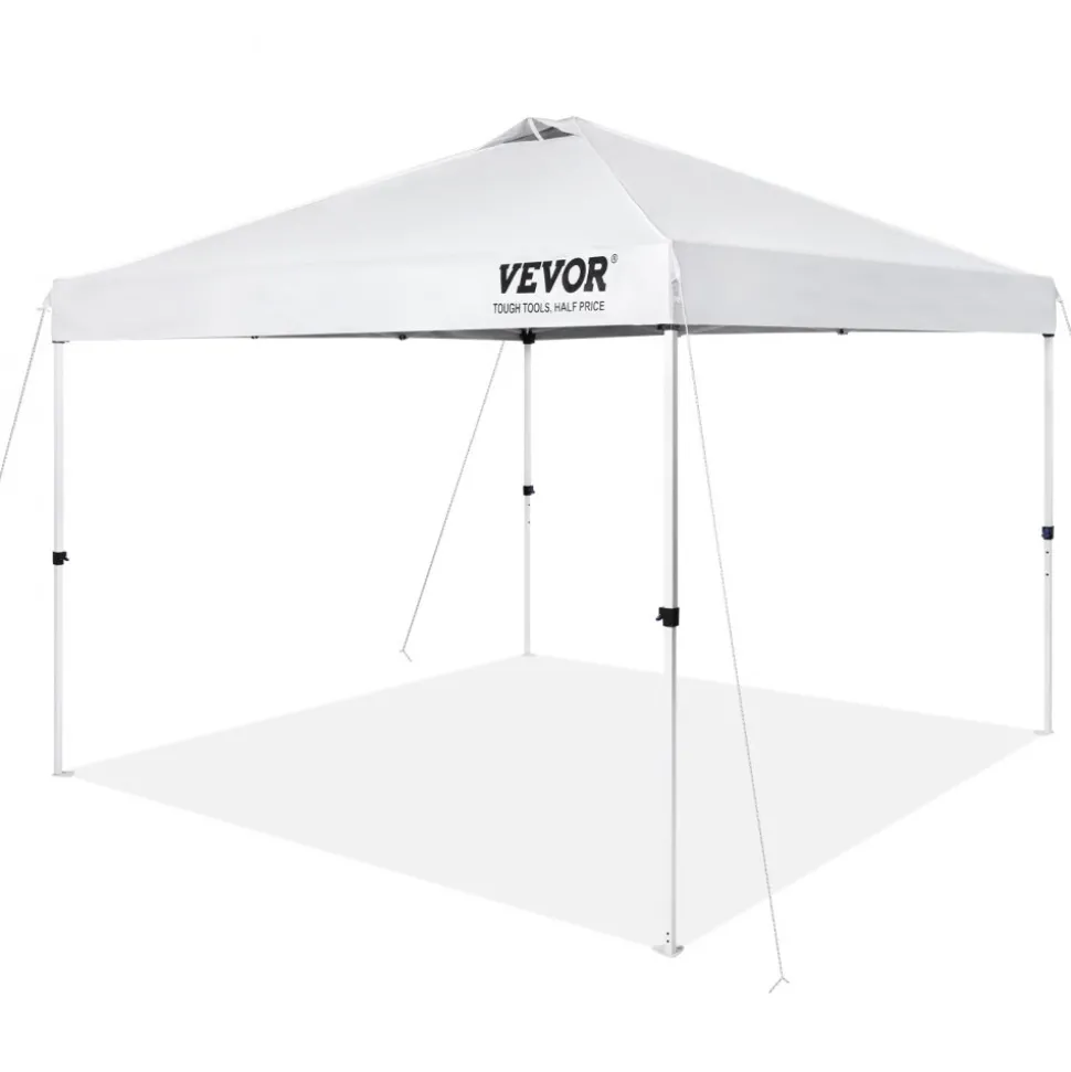 VEVOR Pop Up Canopy Tent, 10 x 10 ft, 250 D PU Silver Coated Tarp, with Portable Roller Bag and 4 Sandbags, Waterproof and Sun Shelter Gazebo for Outdoor Party, Camping, Commercial Events, White