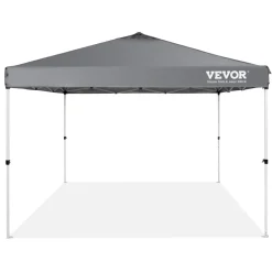 VEVOR Pop Up Canopy Tent, 10 x 10 ft, 250 D PU Silver Coated Tarp, with Portable Roller Bag and 4 Sandbags, Waterproof and Sun Shelter Gazebo for Outdoor Party, Camping, Commercial Events, Dark Gray