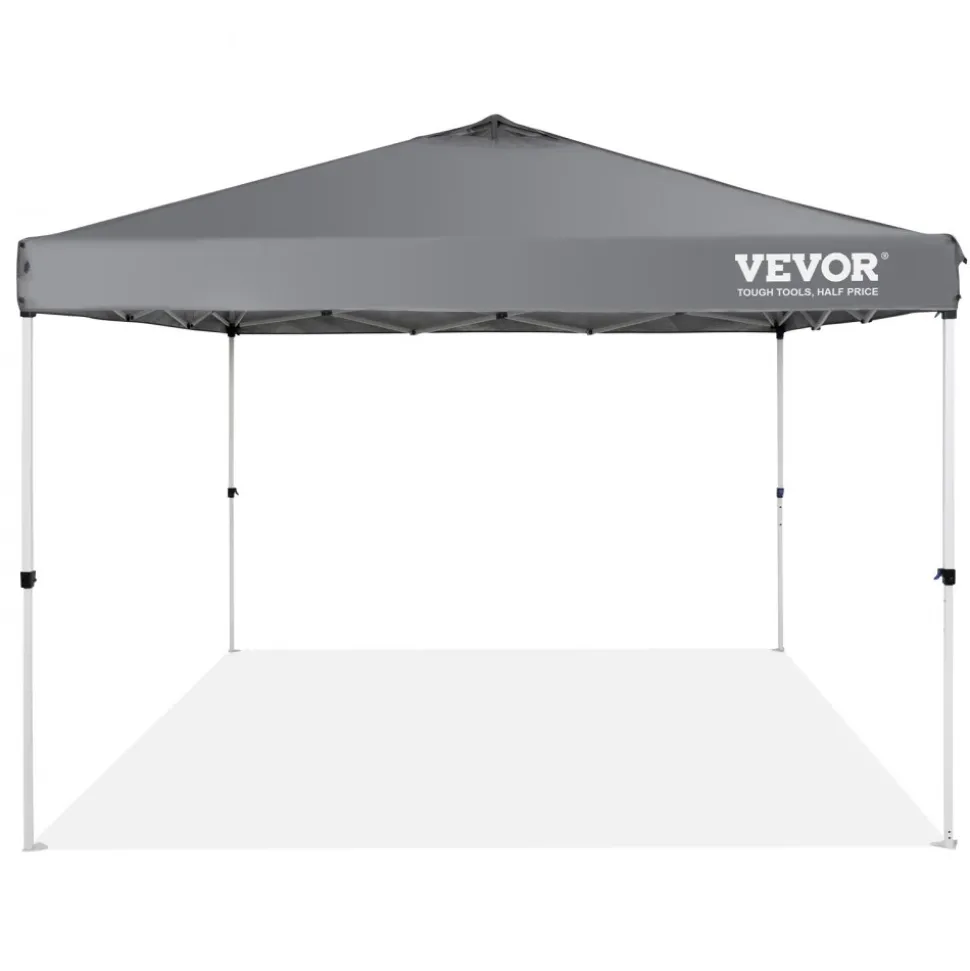 VEVOR Pop Up Canopy Tent, 10 x 10 ft, 250 D PU Silver Coated Tarp, with Portable Roller Bag and 4 Sandbags, Waterproof and Sun Shelter Gazebo for Outdoor Party, Camping, Commercial Events, Dark Gray