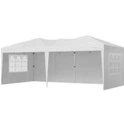VEVOR Pop Up Canopy, 10 x 20 FT Instant Canopy Portable Gazebo with 3 Sidewalls & 2 Ventilated Windows, Height Adjustable Pop-Up Outdoor Shelter Tent for Events, Patio, Backyard, Party, Parking