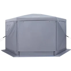 VEVOR Pop up Gazebo Screen Tent, 12 x 12 ft Large 6-Sided Camping Canopy Tent with Removable Top & Carry Bag, Quick-Set & Bite-Proof, Screen House Sun Shelter for 8-10 Persons Backyard Patio, Grey