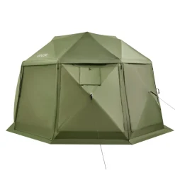 VEVOR Pop up Gazebo Screen Tent, 13 x 13 ft, 13-Sided Spherical Camping Canopy Tent with Removable Top & Carry Bag, Quick-Set & Bite-Proof, Screen House Sun Shelter for 10-12 Persons, Green