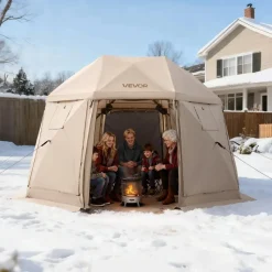 VEVOR Pop up Gazebo Screen Tent, 12 x 12 ft, 13-Sided Spherical Camping Canopy Tent with Removable Top & Carry Bag, Quick-Set & Bite-Proof, Screen House Sun Shelter for 8-10 Persons, Beige
