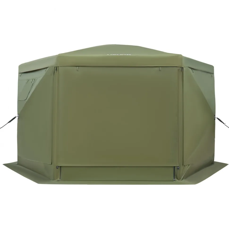 VEVOR Pop up Gazebo Screen Tent, 10 x 10 ft Large 6-Sided Camping Canopy Tent with Removable Top & Carry Bag, Quick-Set & Bite-Proof, Screen House Sun Shelter for 6-8 Persons Backyard Patio, Green