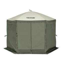 VEVOR Pop Up Gazebo Tent, Pop-Up Screen Tent 6 Sided Canopy Sun Shelter with 6 Removable Privacy Wind Cloths & Mesh Windows, 10x10FT Quick Set Screen Tent with Mosquito Netting, Army Green