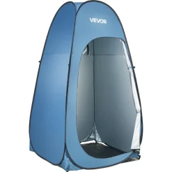 VEVOR Pop up Shower Tent, Instant Portable Privacy Tent Changing Room with Shower Bag, Ground Stakes, Ropes, Carry Bag, 190T Polyester with Silver Coating, Quick Setup, for Camping, Beach, Fishing