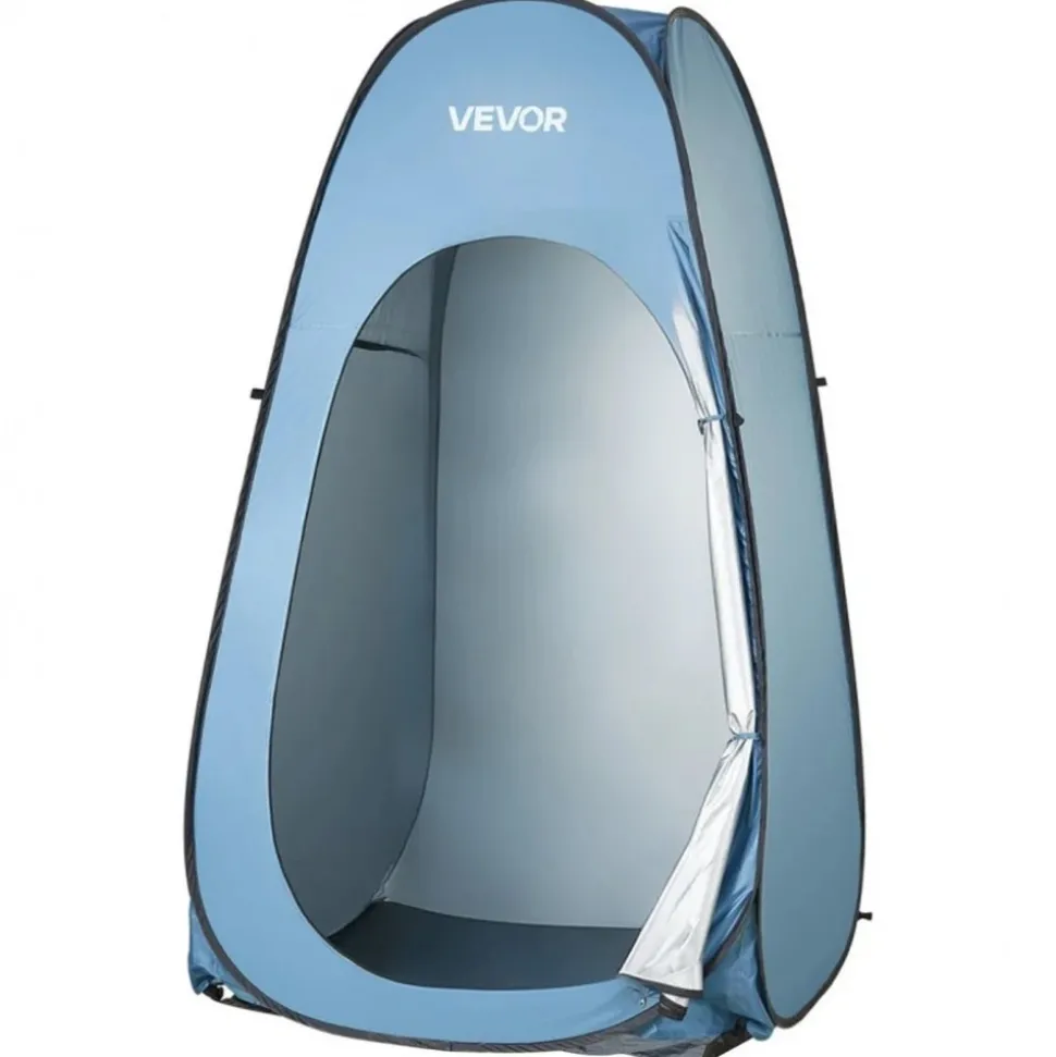 VEVOR Pop up Shower Tent, Instant Portable Privacy Tent Changing Room with Shower Bag, Ground Stakes, Ropes, Carry Bag, 190T Polyester with Silver Coating, Quick Setup, for Camping, Beach, Fishing