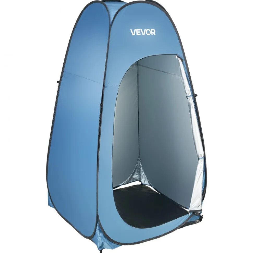 VEVOR Pop up Shower Tent, Instant Portable Privacy Tent Changing Room with Shower Bag, Ground Stakes, Ropes, Carry Bag, 190T Polyester with Silver Coating, Quick Setup, for Camping, Beach, Fishing