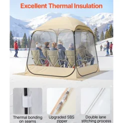 VEVOR Pop up Sports Tent, 72x72 in Clear Bubble Tent for 2-4 Persons, Waterproof Outdoor Pod with Floor Mat & Top Cover, Garden Igloo Dome Tents Camping Shelter for Events Fishing Cheering