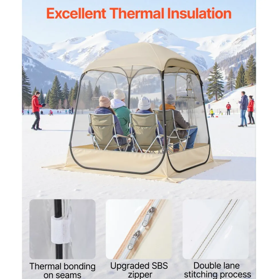 VEVOR Pop up Sports Tent, 63x63 in Clear Bubble Tent for 2-4 Persons, Waterproof Outdoor Pod with Floor Mat & Top Cover, Garden Igloo Dome Tents Camping Shelter for Events Fishing Cheering
