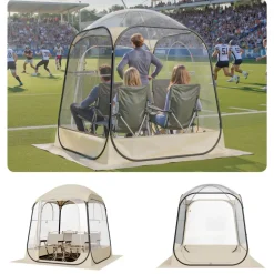 VEVOR Pop up Sports Tent, 63x63 in Clear Bubble Tent for 2-4 Persons, Waterproof Outdoor Pod with Floor Mat & Top Cover, Garden Igloo Dome Tents Camping Shelter for Events Fishing Cheering