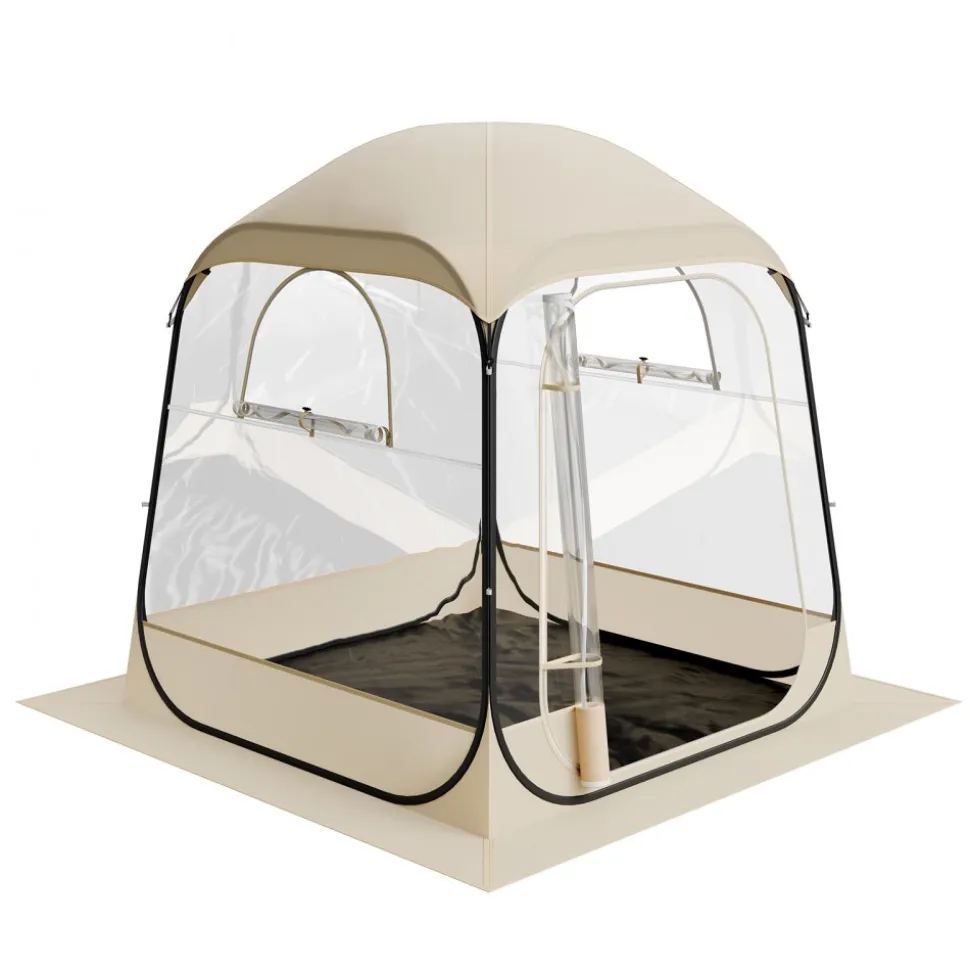 VEVOR Pop up Sports Tent, 63x63 in Clear Bubble Tent for 2-4 Persons, Waterproof Outdoor Pod with Floor Mat & Top Cover, Garden Igloo Dome Tents Camping Shelter for Events Fishing Cheering