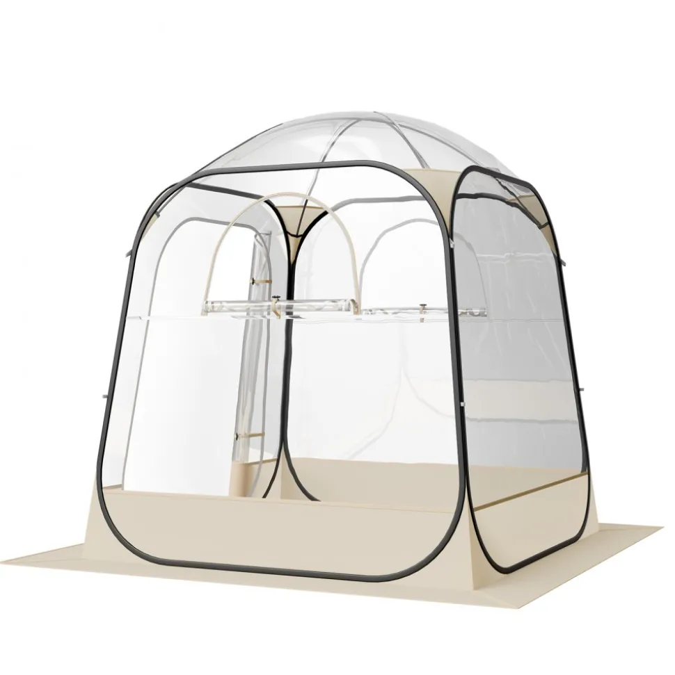 VEVOR Pop up Sports Tent, 63x63 in Clear Bubble Tent for 2-4 Persons, Waterproof Outdoor Pod with Floor Mat & Top Cover, Garden Igloo Dome Tents Camping Shelter for Events Fishing Cheering