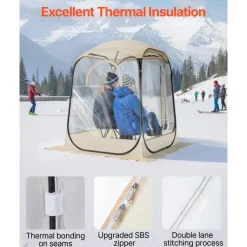 VEVOR Pop up Sports Tent, 50x50 in Clear Bubble Tent for 1 Person, Waterproof Outdoor Pod with Floor Mat & Top Cover, Garden Igloo Dome Tents Camping Shelter for Events Fishing Cheering