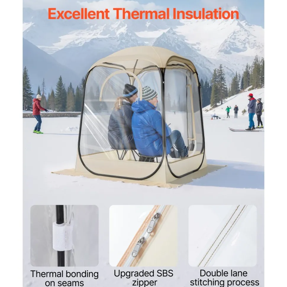 VEVOR Pop up Sports Tent, 50x50 in Clear Bubble Tent for 1 Person, Waterproof Outdoor Pod with Floor Mat & Top Cover, Garden Igloo Dome Tents Camping Shelter for Events Fishing Cheering