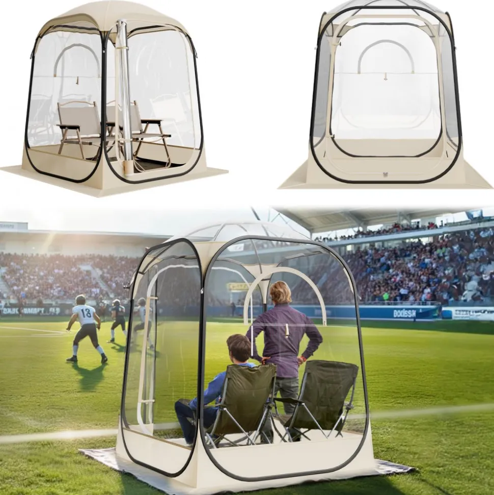VEVOR Pop up Sports Tent, 50x50 in Clear Bubble Tent for 1 Person, Waterproof Outdoor Pod with Floor Mat & Top Cover, Garden Igloo Dome Tents Camping Shelter for Events Fishing Cheering