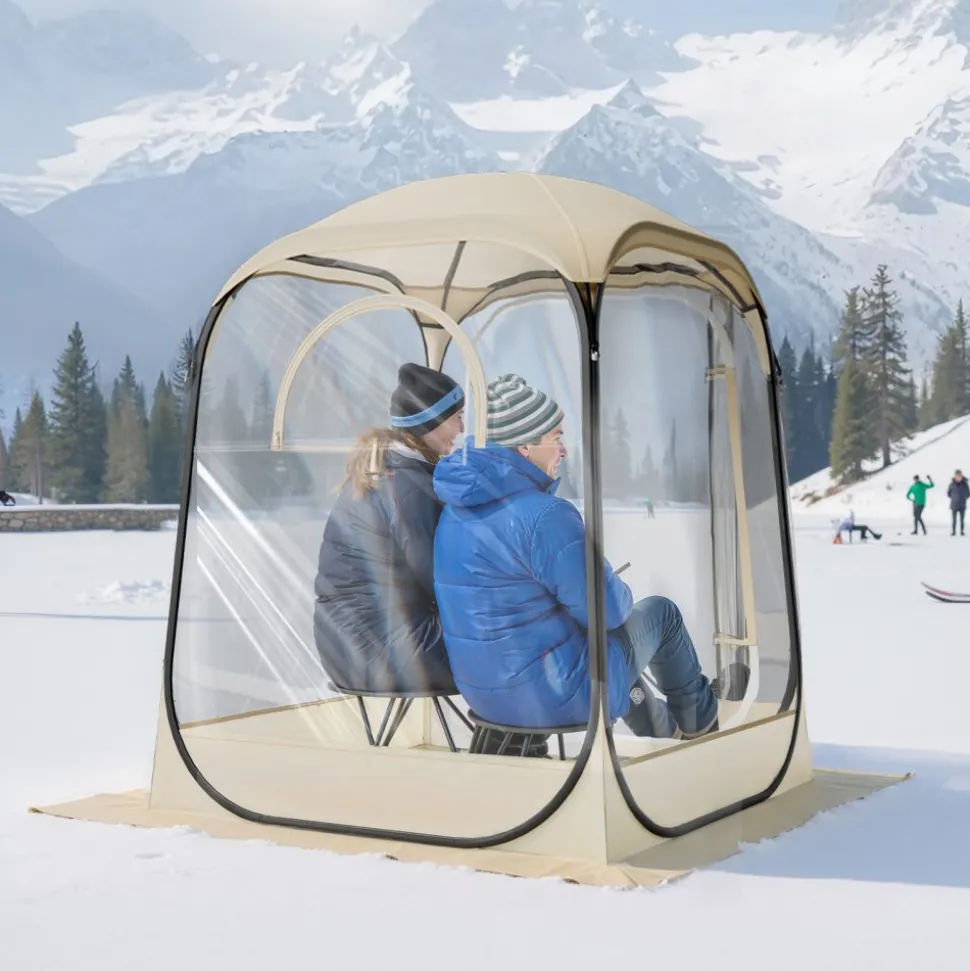 VEVOR Pop up Sports Tent, 50x50 in Clear Bubble Tent for 1 Person, Waterproof Outdoor Pod with Floor Mat & Top Cover, Garden Igloo Dome Tents Camping Shelter for Events Fishing Cheering