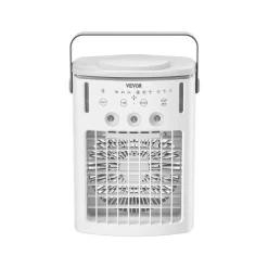 VEVOR Portable Air Conditioner, 4-in-1 Evaporative Air Cooler with Remote Control, 3-Speed Mini Air Conditioner with Timer, 3 Mist Levels, 1L Water Tank, 120° Oscillating Mini AC Fan for Desktop Home