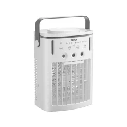 VEVOR Portable Air Conditioner, 4-in-1 Evaporative Air Cooler with Remote Control, 3-Speed Mini Air Conditioner with Timer, 3 Mist Levels, 1L Water Tank, 120° Oscillating Mini AC Fan for Desktop Home