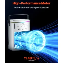 VEVOR Portable Air Conditioner, 4-in-1 Evaporative Air Cooler with Remote Control, 3-Speed Mini Air Conditioner with Timer, 3 Mist Levels, 1L Water Tank, 120° Oscillating Mini AC Fan for Desktop Home