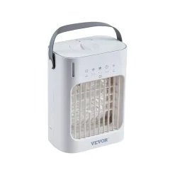 VEVOR Portable Air Conditioner, 4-in-1 Evaporative Air Cooler, 3-Speed Mini Air Conditioner with 0-7H Smart Timer, 700ml Water Tank, 7-Color Light, Personal Mini Desk AC Fan for Bedroom Office Room