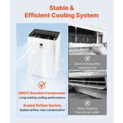 VEVOR Portable Air Conditioner, 12000 BTU ASHRAE (8150 BTU SACC) 4-in-1 Standing Cooling Ac Unit, LED Touch Panel & Remote Control, 24h Timer, Cooling, Dehumidifier, Fan, Sleep Mode for Room Indoor