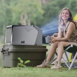 VEVOR Portable Air Conditioner, 5000 BTU 3-Speed Air Conditioning Unit with 24H Timer, Air Portable AC Adjustable from 16-32℃, Compatible with AC/DC for Outdoor Tent Camping, RVs or Home Use, Grey