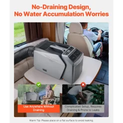 VEVOR Portable Air Conditioner, 5000 BTU 3-Speed Air Conditioning Unit with 24H Timer, Air Portable AC Adjustable from 16-32℃, Compatible with AC/DC for Outdoor Tent Camping, RVs or Home Use, Grey