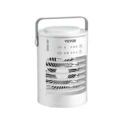 VEVOR Portable Air Conditioner, 4-in-1 Evaporative Air Cooler, 3-Speed Mini Air Conditioner with Smart Timer, 600ml Water Tank, 7-Color Light, Personal Mini Desk AC Fan for Bedroom Office Room