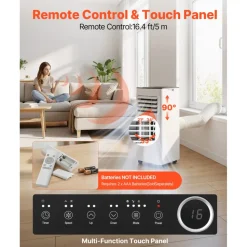 VEVOR Portable Air Conditioner, 10000 BTU ASHRAE (6000 BTU SACC) 3-in-1 Standing Cooling Ac Unit, with LED Touch Panel & Remote Control, 24h Timer, Cooling, Dehumidifier, Fan for Room Indoor, White