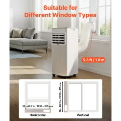 VEVOR Portable Air Conditioner, 10000 BTU ASHRAE (6000 BTU SACC) 3-in-1 Standing Cooling Ac Unit, with LED Touch Panel & Remote Control, 24h Timer, Cooling, Dehumidifier, Fan for Room Indoor, White
