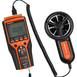 VEVOR Portable Anemometer Split Design, Temp Range 14℉-140℉, LED Screen Digital Air Speed & Temperature Meter, Wind Chill & Velocity Measurement, Ideal for Sailing, Surfing, Flying, HVAC