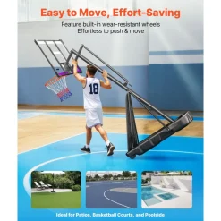 VEVOR Portable Basketball Stand, 10 ft Height Adjustment Basketball Hoop & Goal, Basketballs Hoop Outdoor with 48 inch PC Backboard for Kids, Adults in Schools, Parks,  Indoor & Outdoor Use