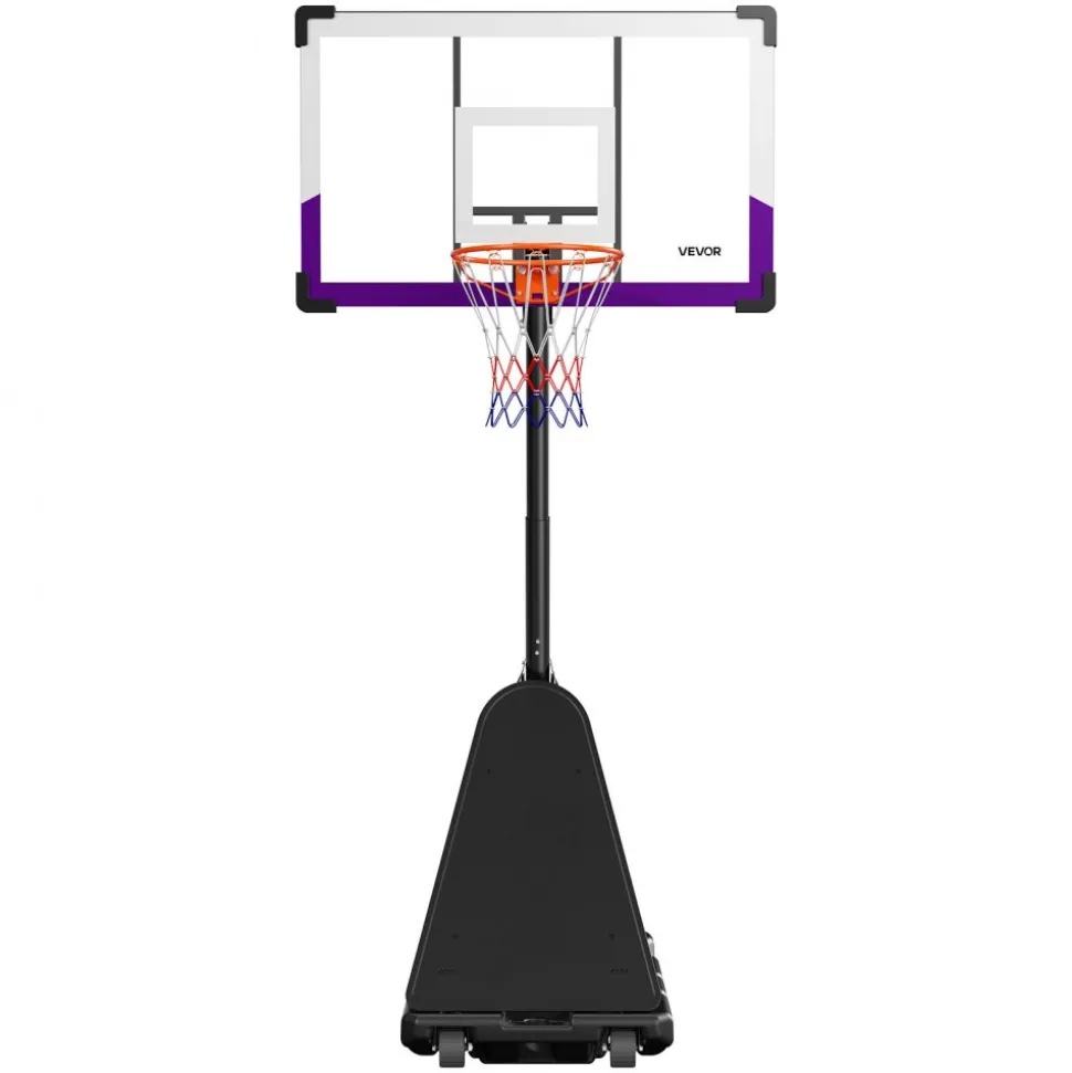 VEVOR Portable Basketball Stand, 10 ft Height Adjustment Basketball Hoop & Goal, Basketballs Hoop Outdoor with 48 inch PC Backboard for Kids, Adults in Schools, Parks, Indoor & Outdoor Use