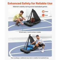 VEVOR Portable Basketball Stand, 10 ft Height Adjustment Basketball Hoop & Goal, Basketballs Hoop Outdoor with 48 inch PC Backboard for Kids, Adults in Schools, Parks, Indoor & Outdoor Use