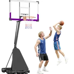 VEVOR Portable Basketball Stand, 10 ft Height Adjustment Basketball Hoop & Goal, Basketballs Hoop Outdoor with 48 inch PC Backboard for Kids, Adults in Schools, Parks, Indoor & Outdoor Use