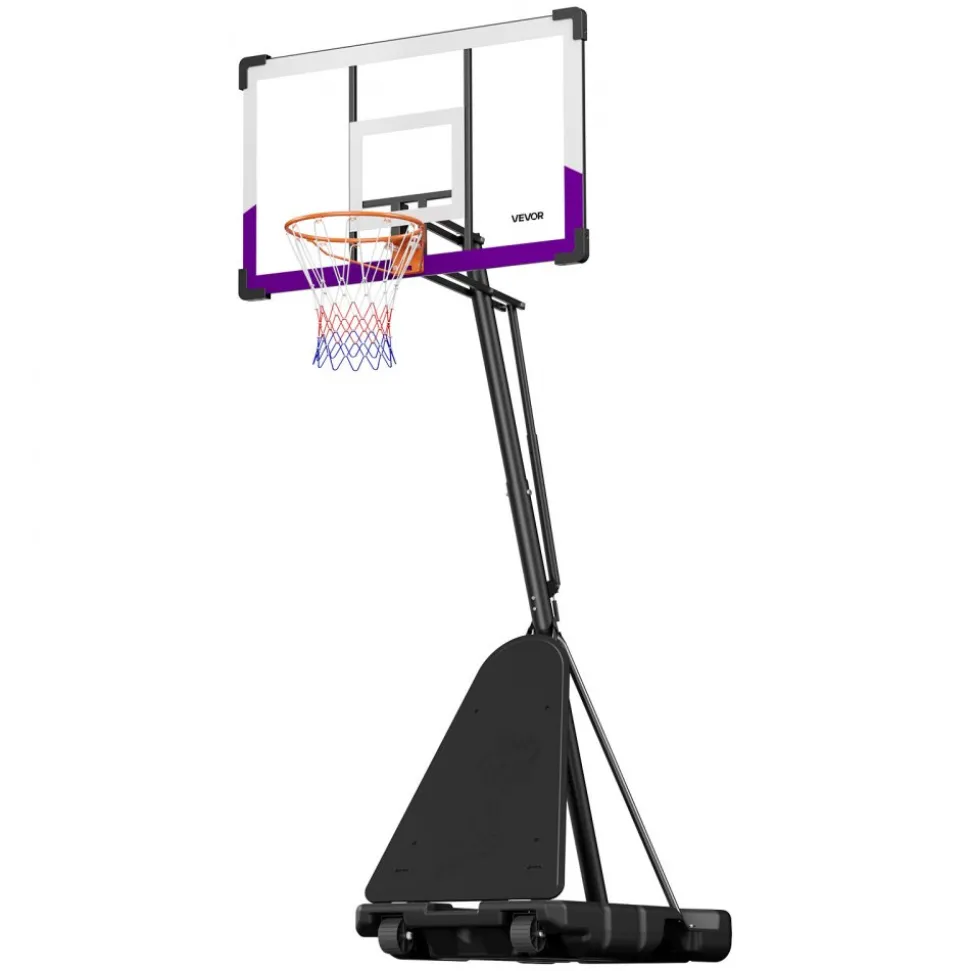 VEVOR Portable Basketball Stand, 10 ft Height Adjustment Basketball Hoop & Goal, Basketballs Hoop Outdoor with 48 inch PC Backboard for Kids, Adults in Schools, Parks, Indoor & Outdoor Use