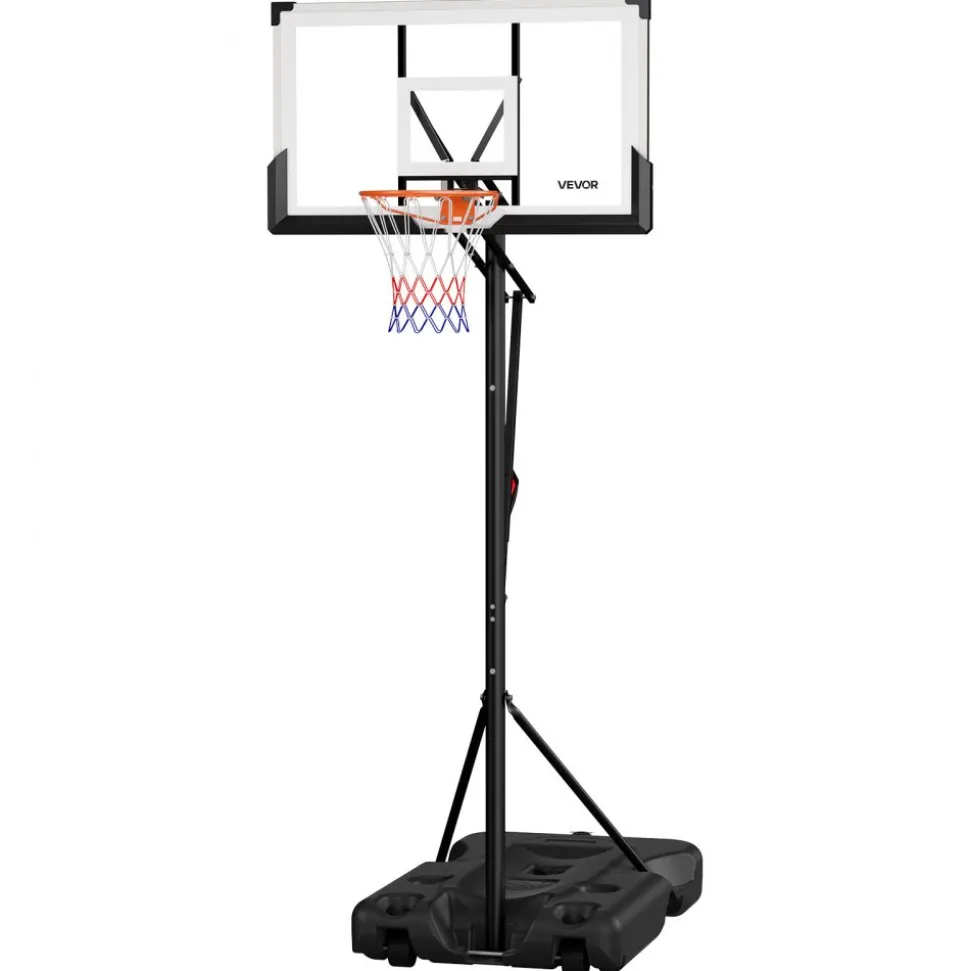 VEVOR Portable Basketball Stand, 10 ft Height Adjustment Basketball Hoop & Goal, Portable Basketballs Hoop with 54 inch PC Backboard & Wheels for Kids, Teens, Adults in Driveways, Pools, Schools
