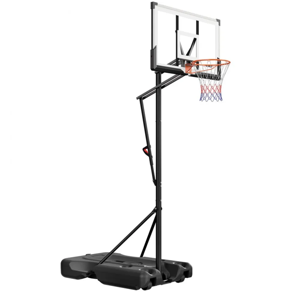 VEVOR Portable Basketball Stand, 10 ft Height Adjustment Basketball Hoop & Goal, Portable Basketballs Hoop with 54 inch PC Backboard & Wheels for Kids, Teens, Adults in Driveways, Pools, Schools