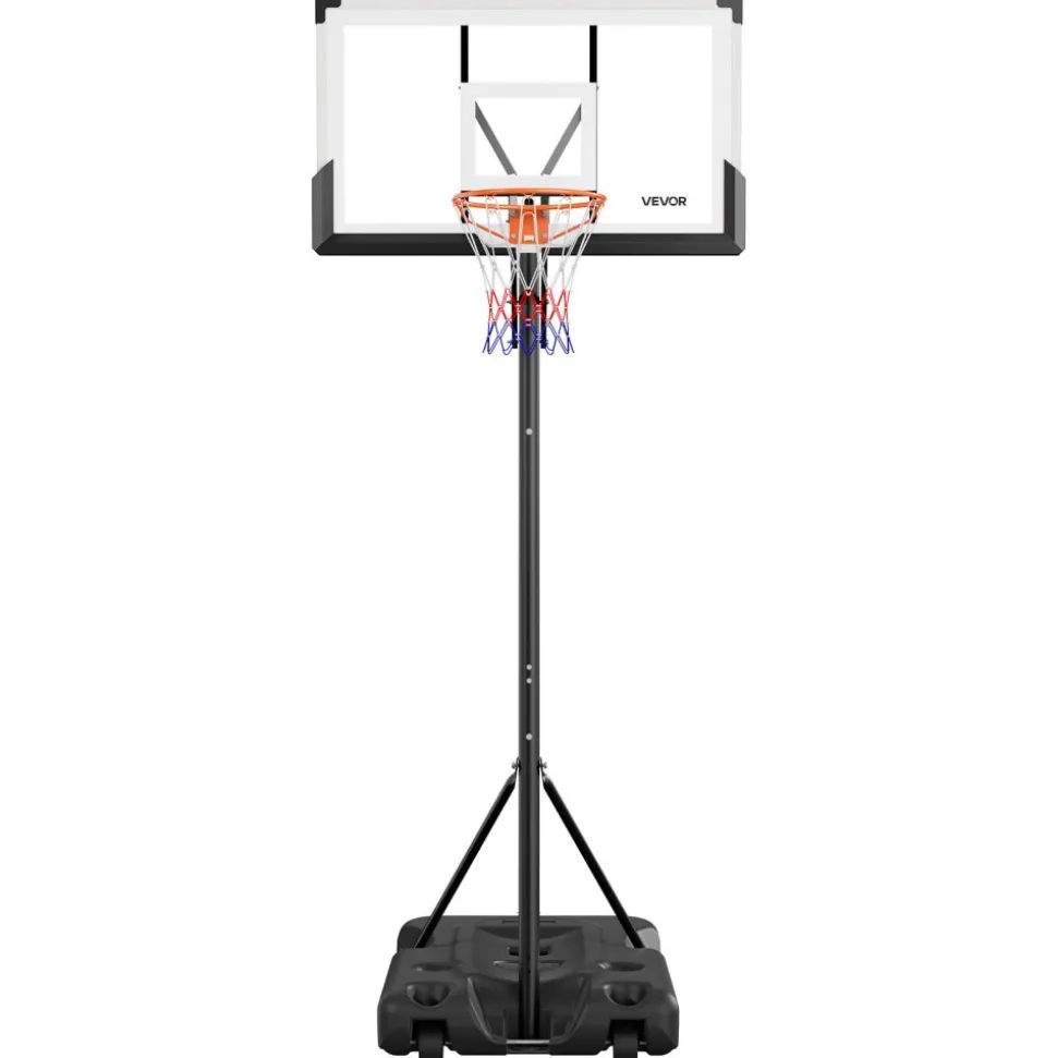 VEVOR Portable Basketball Stand, 10 ft Height Adjustment Basketball Hoop & Goal, Portable Basketballs Hoop with 54 inch PC Backboard & Wheels for Kids, Teens, Adults in Driveways, Pools, Schools