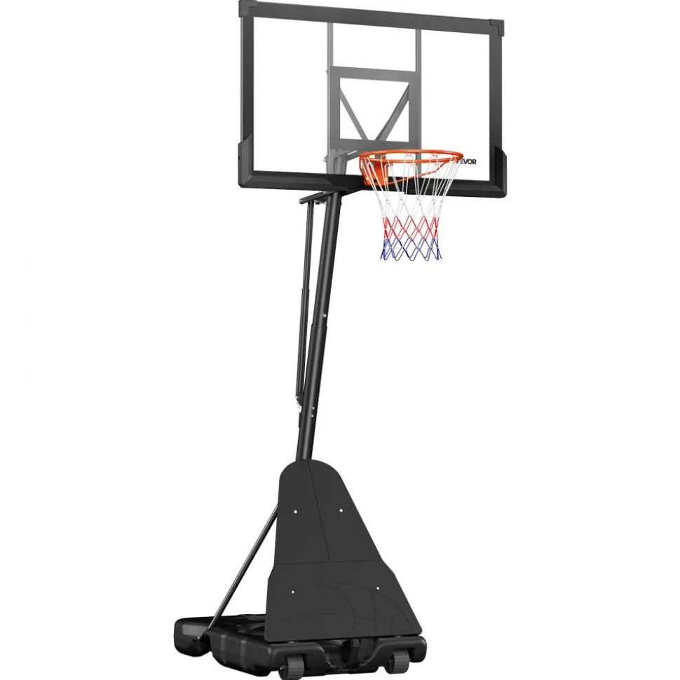 VEVOR Portable Basketball Stand, 10 ft Height Adjustment Basketball Hoop & Goal, Basketballs Hoop Outdoor with 50 inch PC Backboard for Kids, Adults in Schools, Parks, Indoor & Outdoor Use