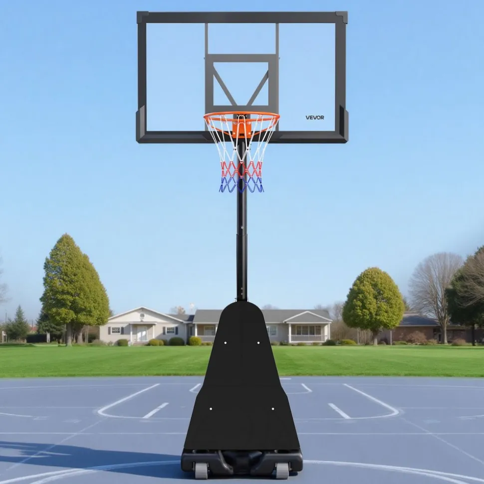 VEVOR Portable Basketball Stand, 10 ft Height Adjustment Basketball Hoop & Goal, Basketballs Hoop Outdoor with 50 inch PC Backboard for Kids, Adults in Schools, Parks, Indoor & Outdoor Use