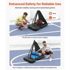 VEVOR Portable Basketball Stand, 10 ft Height Adjustment Basketball Hoop & Goal, Basketballs Hoop Outdoor with 50 inch PC Backboard for Kids, Adults in Schools, Parks, Indoor & Outdoor Use