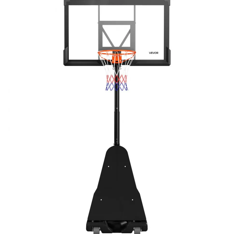 VEVOR Portable Basketball Stand, 10 ft Height Adjustment Basketball Hoop & Goal, Basketballs Hoop Outdoor with 50 inch PC Backboard for Kids, Adults in Schools, Parks, Indoor & Outdoor Use