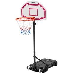 VEVOR Portable Basketball Stand, 5.2 to 6.9 ft Height Adjustment Basketball Hoop & Goal, Kids Adjustable Basketballs Hoop with Nylon Net & Rolling Wheels, Portable Backboard Set for Patios, Poolside