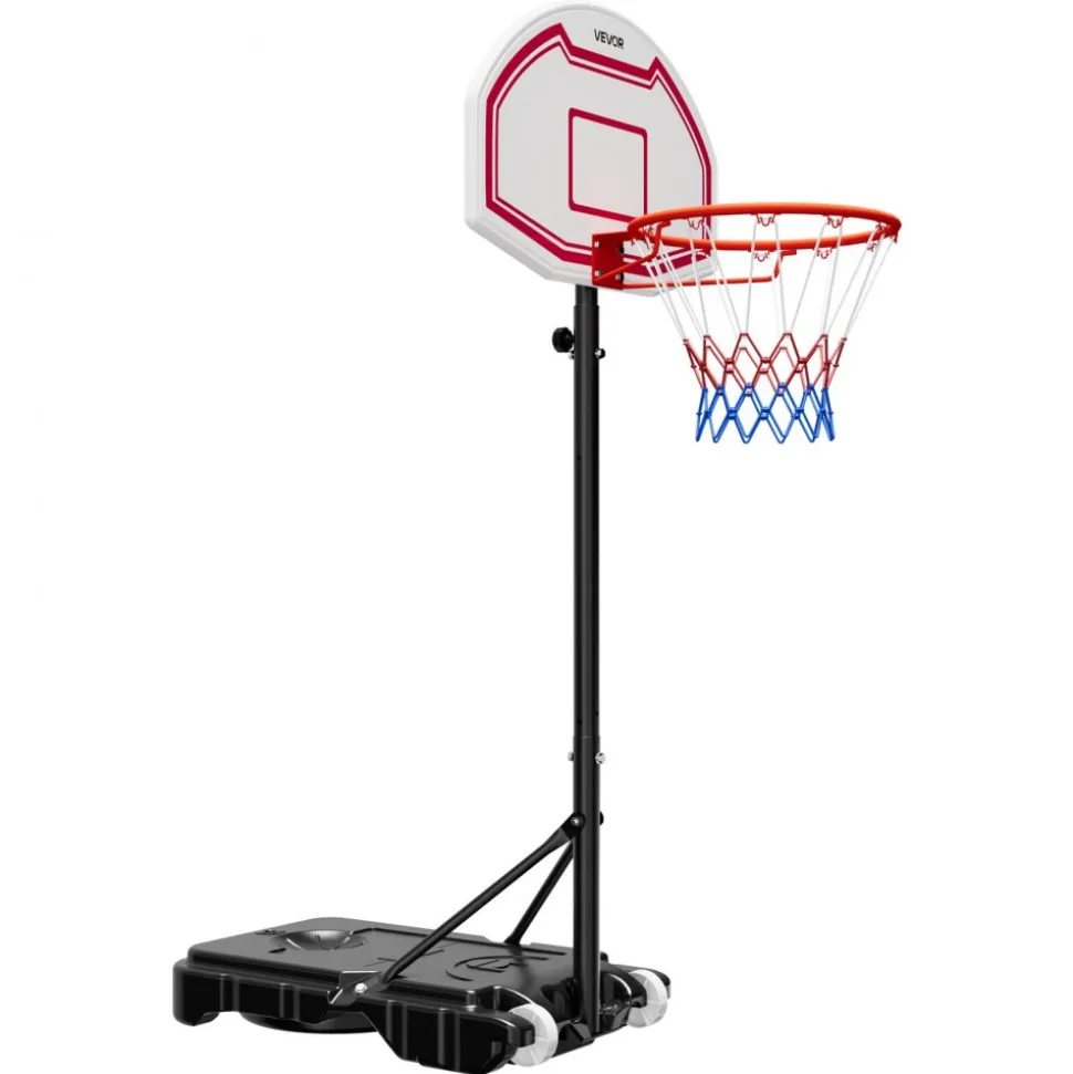 VEVOR Portable Basketball Stand, 5.2 to 6.9 ft Height Adjustment Basketball Hoop & Goal, Kids Adjustable Basketballs Hoop with Nylon Net & Rolling Wheels, Portable Backboard Set for Patios, Poolside