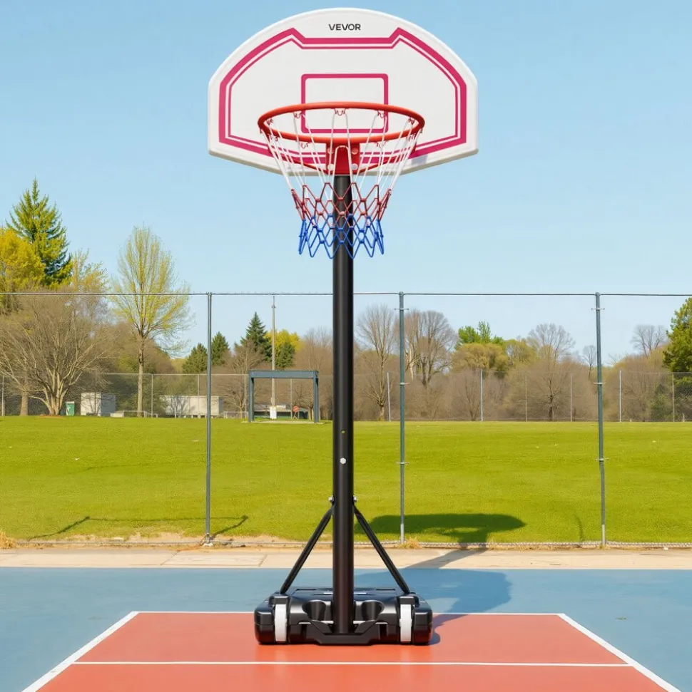 VEVOR Portable Basketball Stand, 5.2 to 6.9 ft Height Adjustment Basketball Hoop & Goal, Kids Adjustable Basketballs Hoop with Nylon Net & Rolling Wheels, Portable Backboard Set for Patios, Poolside