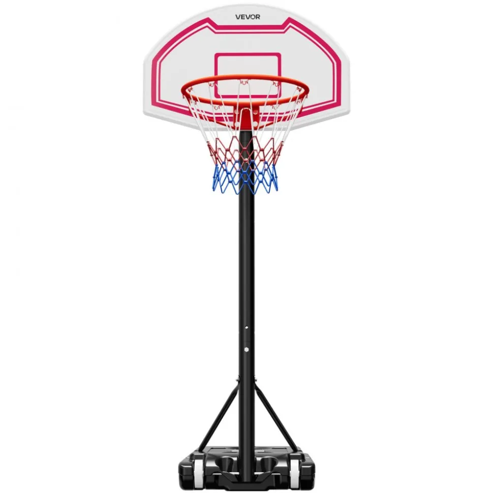 VEVOR Portable Basketball Stand, 5.2 to 6.9 ft Height Adjustment Basketball Hoop & Goal, Kids Adjustable Basketballs Hoop with Nylon Net & Rolling Wheels, Portable Backboard Set for Patios, Poolside