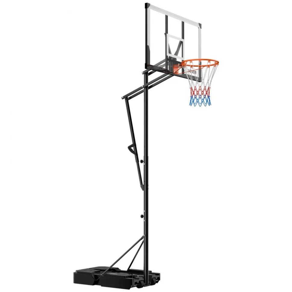 VEVOR Portable Basketball Stand, 7.7 to 10 ft Height Adjustment Basketball Hoop & Goal, Portable Basketballs Hoop with 48 inch PC Backboard & Wheels for Kids, Teens, Adults in Driveways, Pools